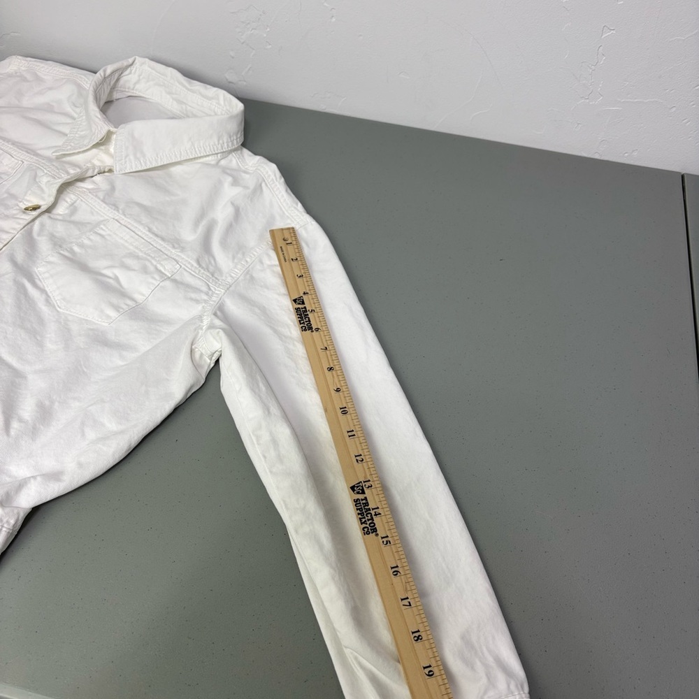 Mudpie White Cropped Boxy Women Jacket Blazer Lightweight XL Button Front - Picture 11 of 11